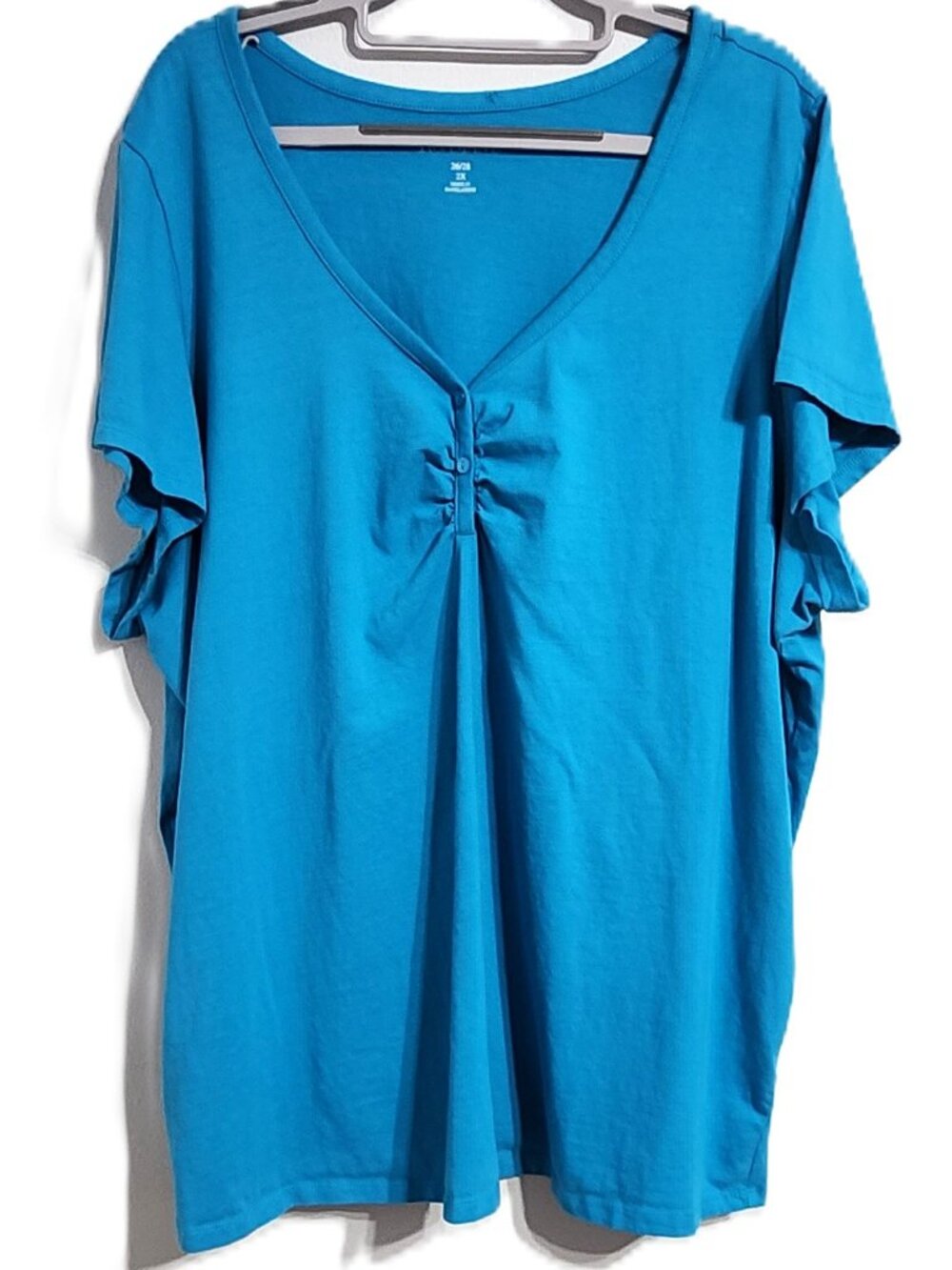 Roamans Women’s Plus Size 2X Turquoise Blue V-Neck Top